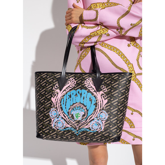 $1600 NEW VERSACE MEDUSA GRECA SHOPPER LOGO PURSE TOTE BAG!